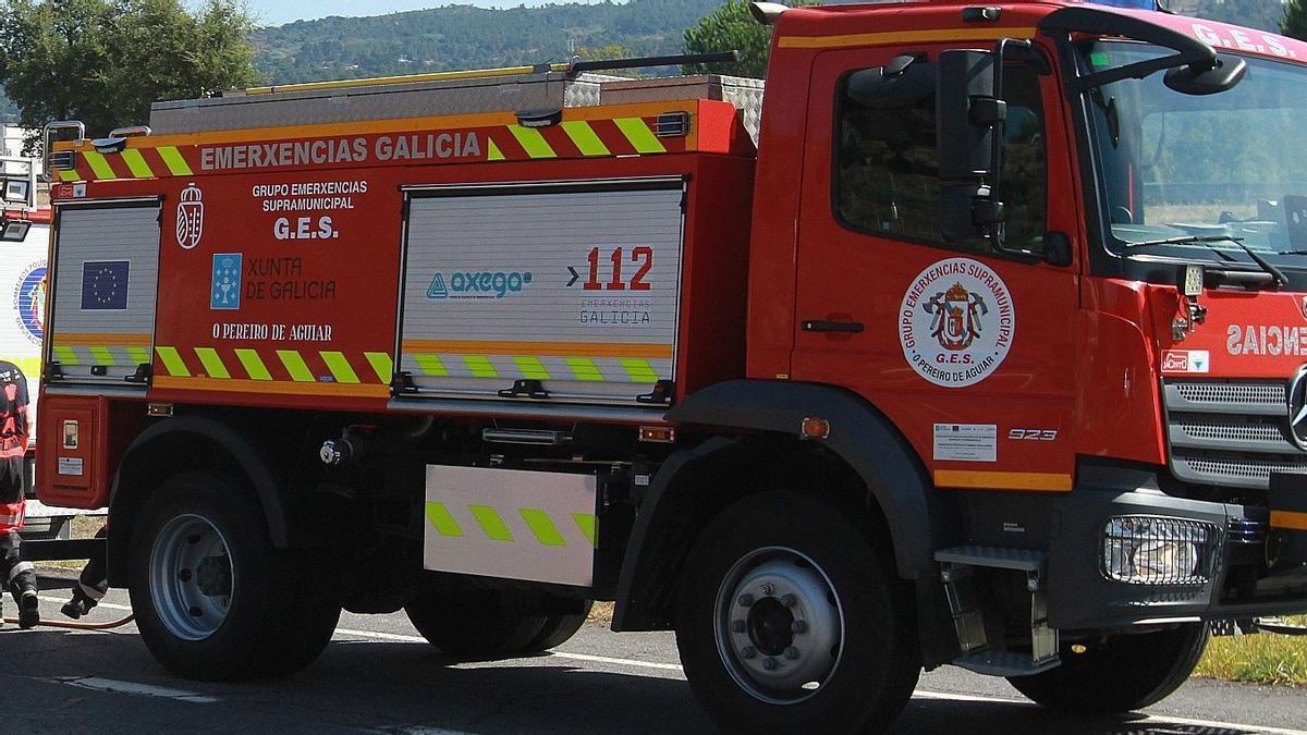 Al lugar del accidente acudió, entre otros, el GES de O Pereiro de Aguiar.