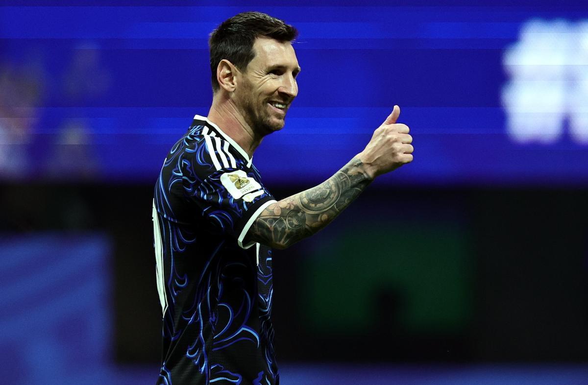 Messi, la estrella argentina, en un encuentro de la Copa del Mundo.