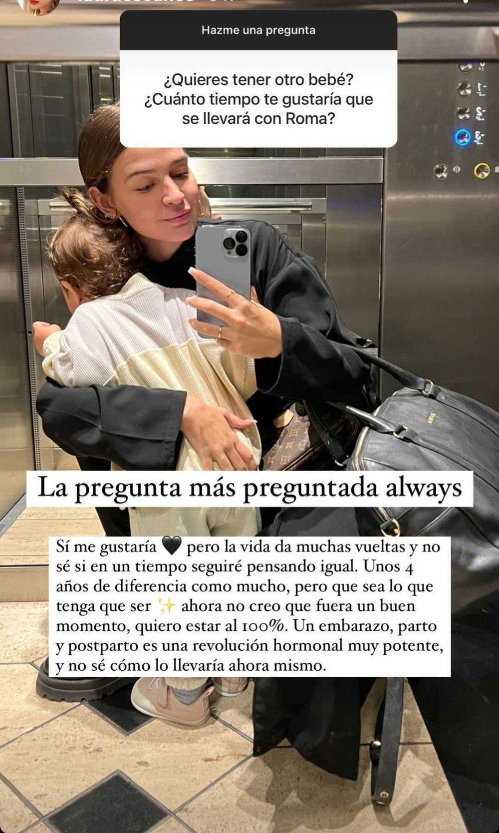 Un stories de Laura Escanes con su hija (y hablando de un segundo embarazo)
