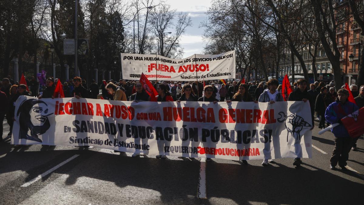 Manifestación en defensa de la sanidad pública convocada este domingo en Madrid. 