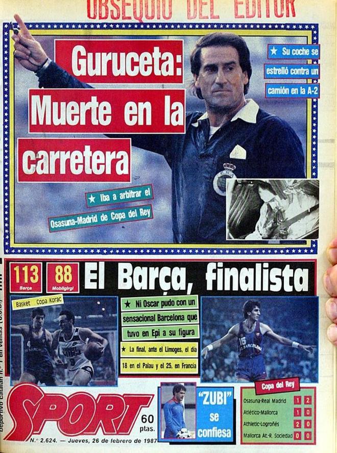 1987 - Muere el árbitro internacional Emilio Carlos Guruceta en un accidente de tráfico