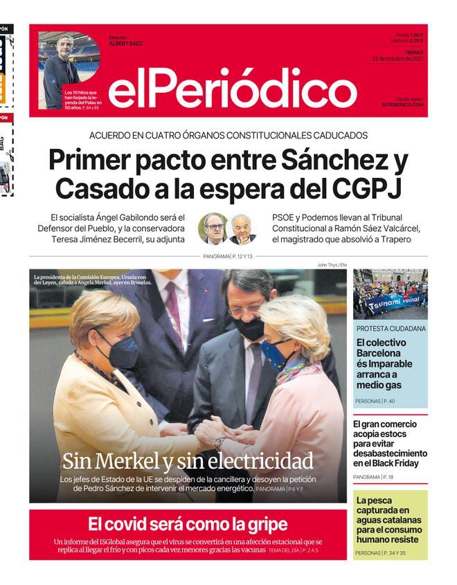 La portada d’EL PERIÓDICO del 22 d’octubre del 2021