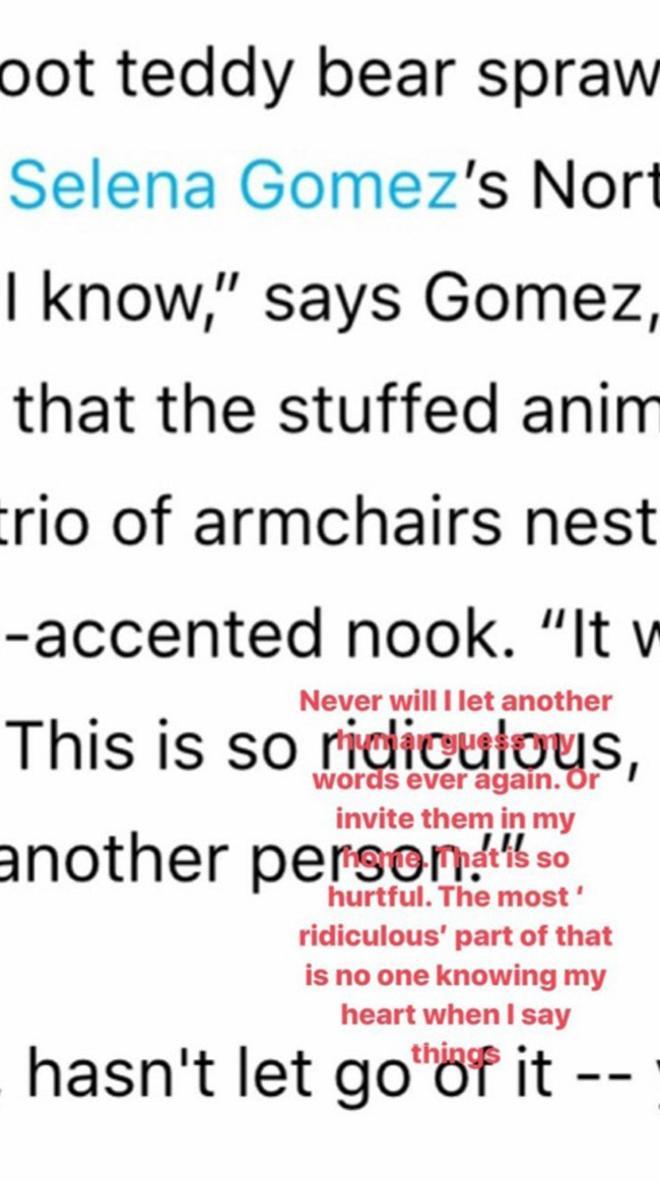 Publicación de Selena Gomez en Instagram Stories