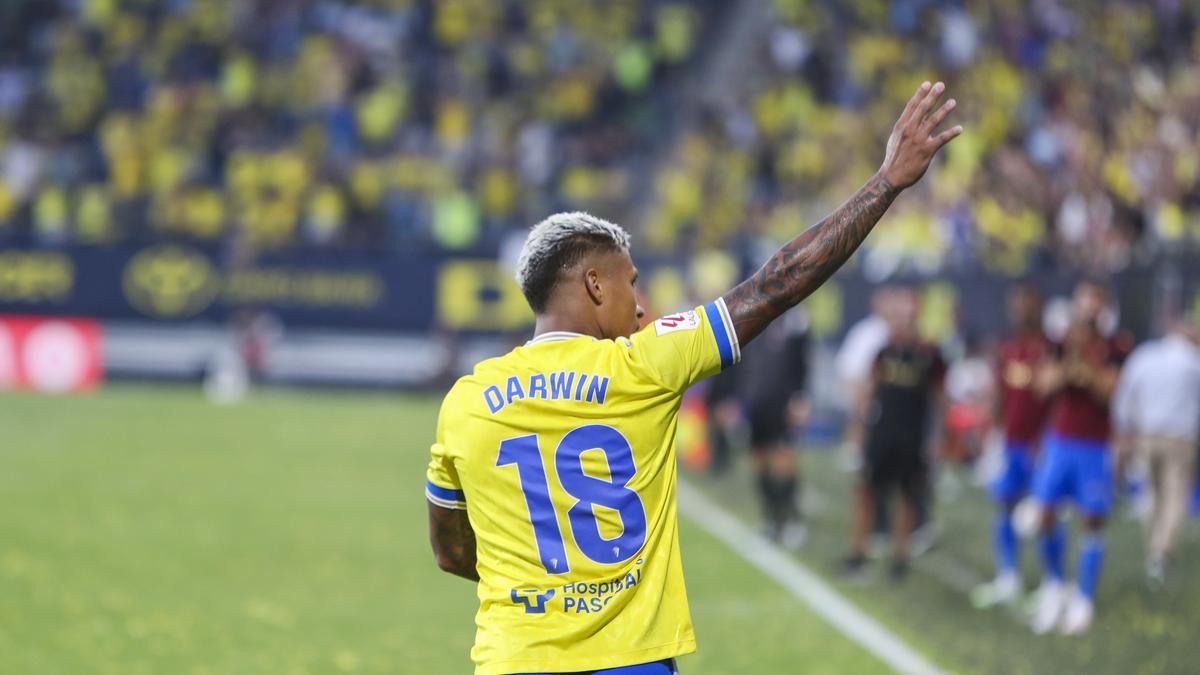 Darwin Machís celebra uno de sus goles al Villarreal.