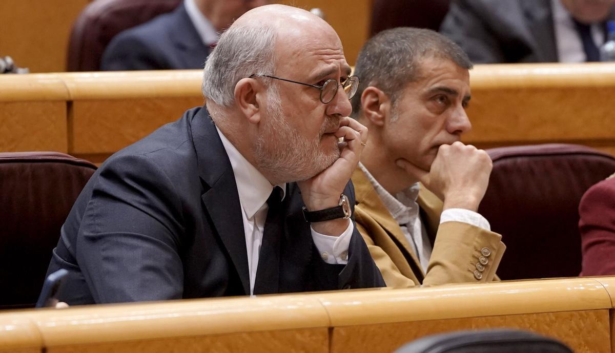 El senador de Junts, Eduard Pujol, en el Senado en enero.