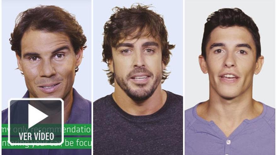 Rafa Nadal, Fernando Alonso y Marc Márquez, en la campaña.