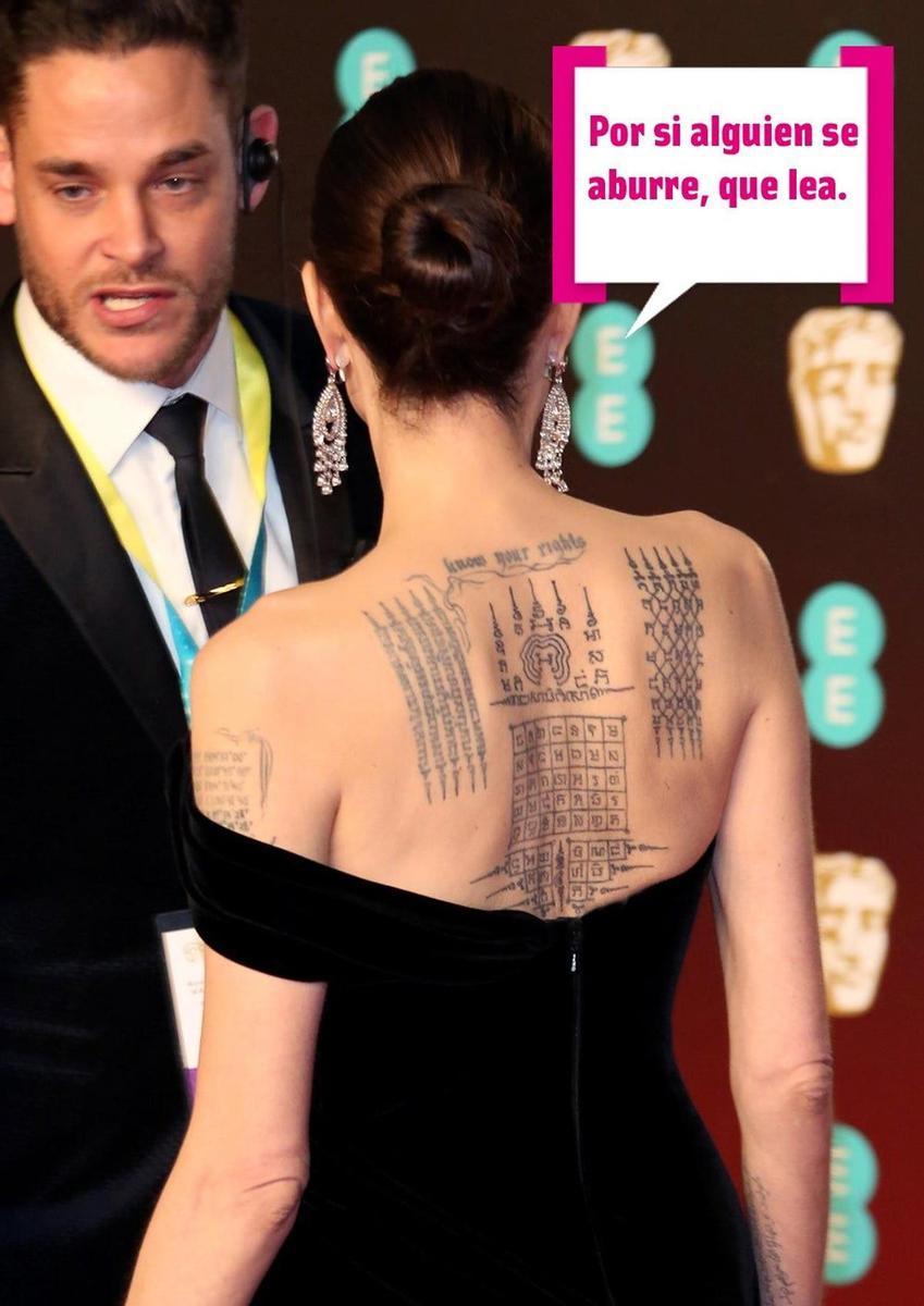 Los tatuajes de Angelina Jolie en los Bafta 2018