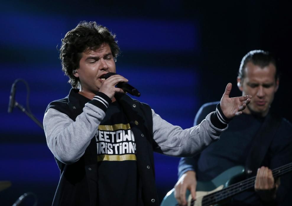 Lukas Graham performs "7 Years" on stage at the ...