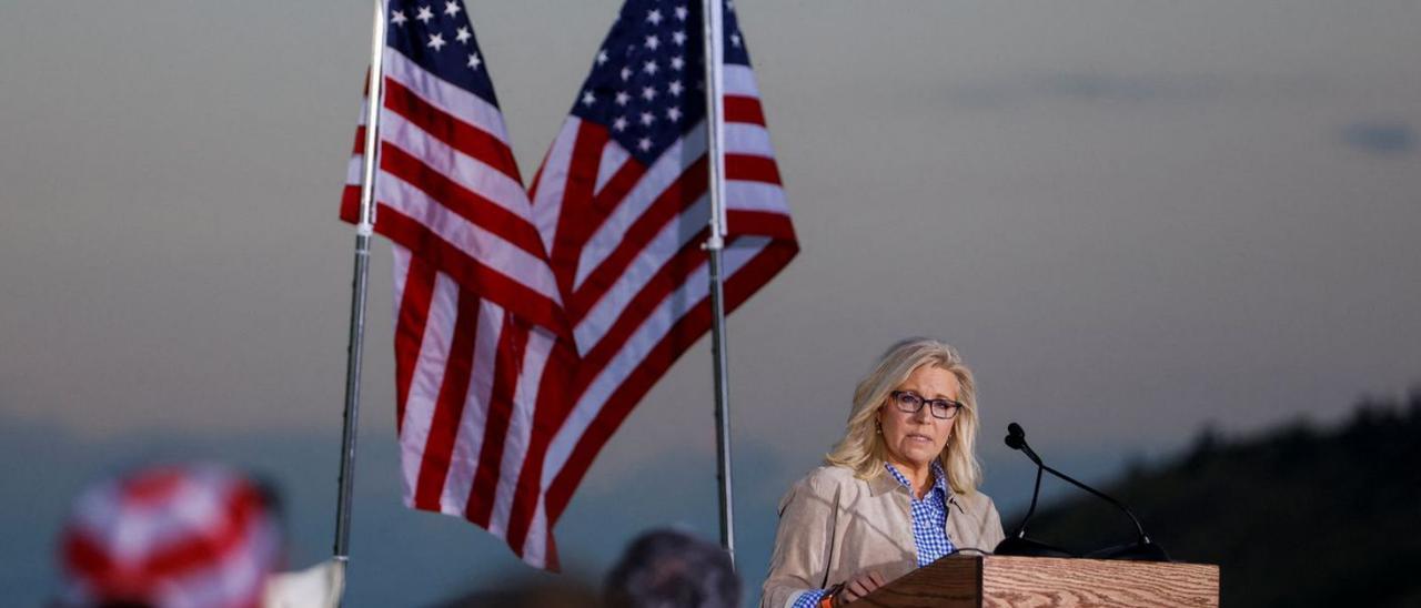 La republicana Liz Cheney en el seu discurs a la nit de les primàries a Jackson, Wyoming. | REUTERS