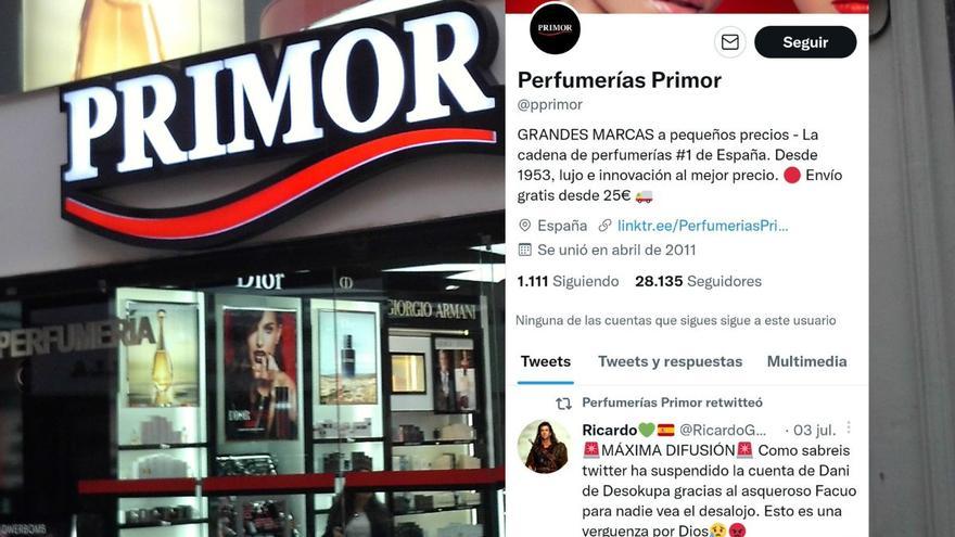 Polémica en las perfumerías de Málaga Primor por compartir un tuit de extrema derecha