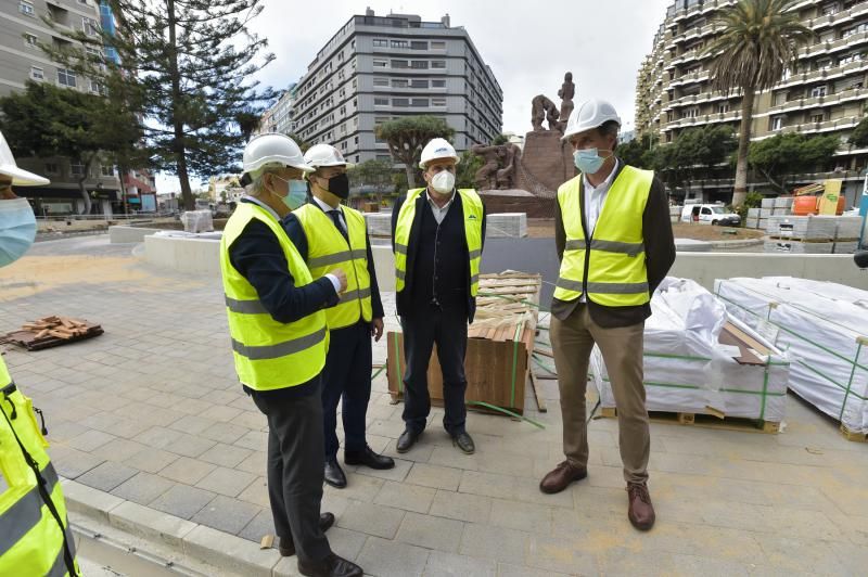 Obras de la peatonalización de la Plaza de España