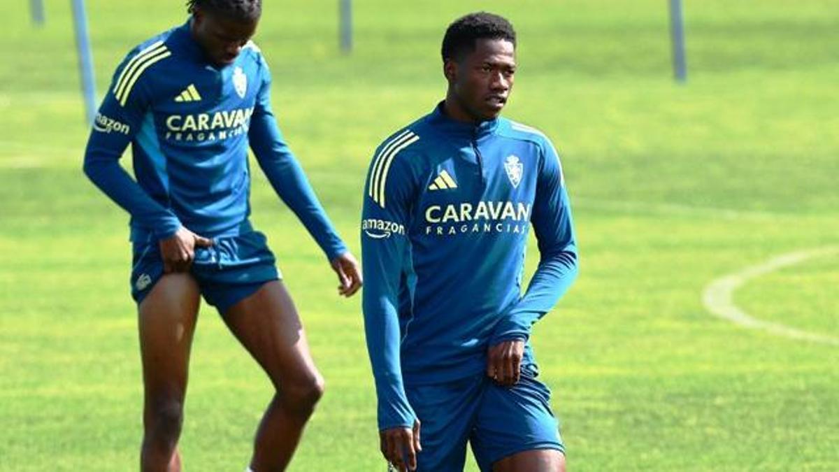 Saidu, en un entrenamiento del Real Zaragoza.
