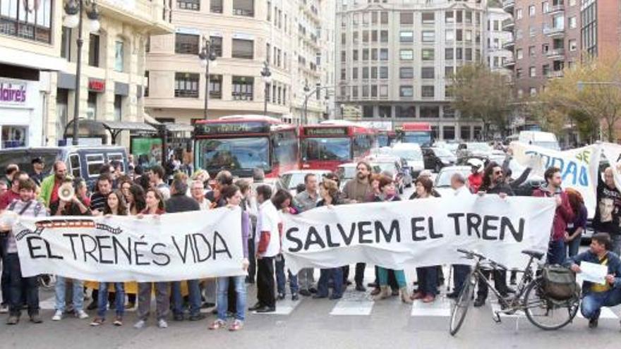 Los manifestantes cortaron el pasado sábado la calle Xàtiva en Valencia.