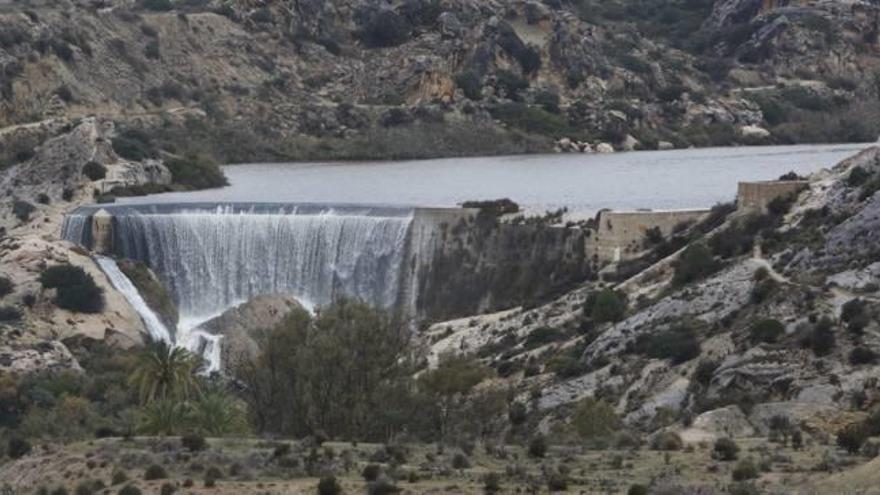 Vista panorámica del Pantano de Elche y su entorno tras las fuertes lluvias caídas en la ciudad el pasado invierno.