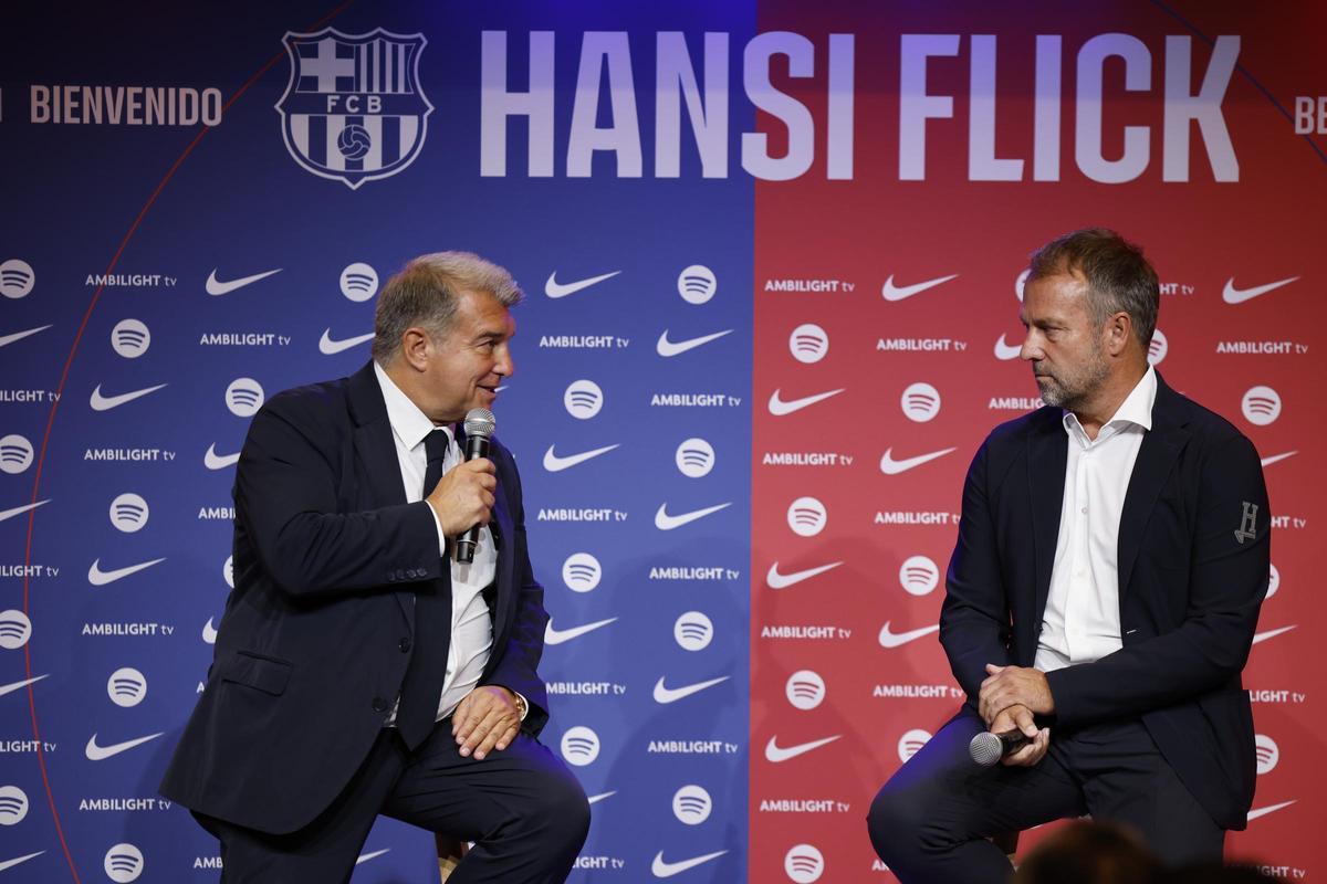 Laporta y Flick, en la presentación