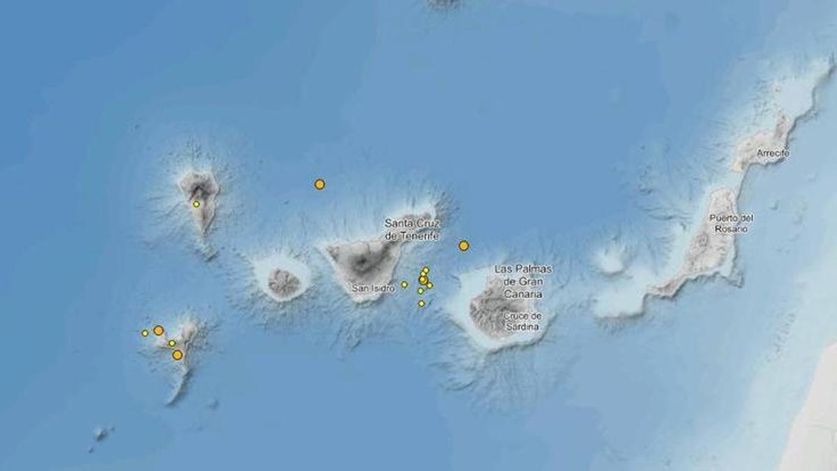 Registro de terremotos en Canarias.