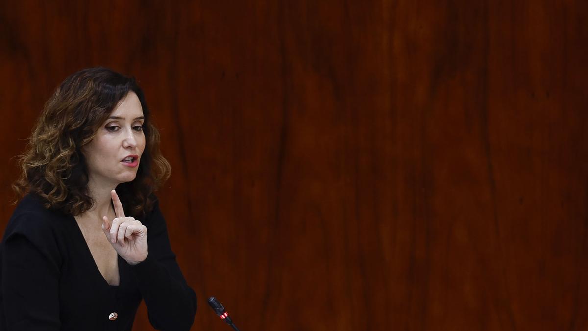 Isabel Díaz Ayuso en el pleno de la Asamblea de Madrid.