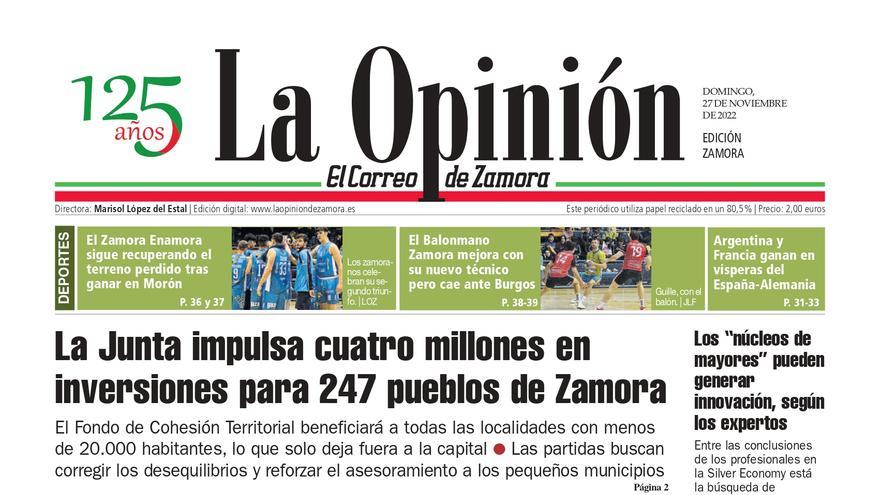 Los titulares del domingo en Zamora