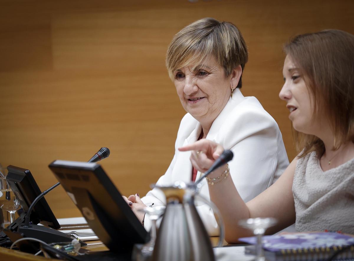 Marián Cano, durante su comparecencia en la Comisión de Hacienda en las Cortes Valencianas.