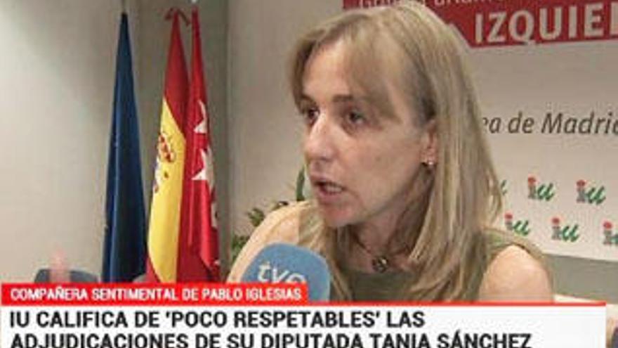 Imagen del rótulo de RTVE sobre Tania Sánchez.