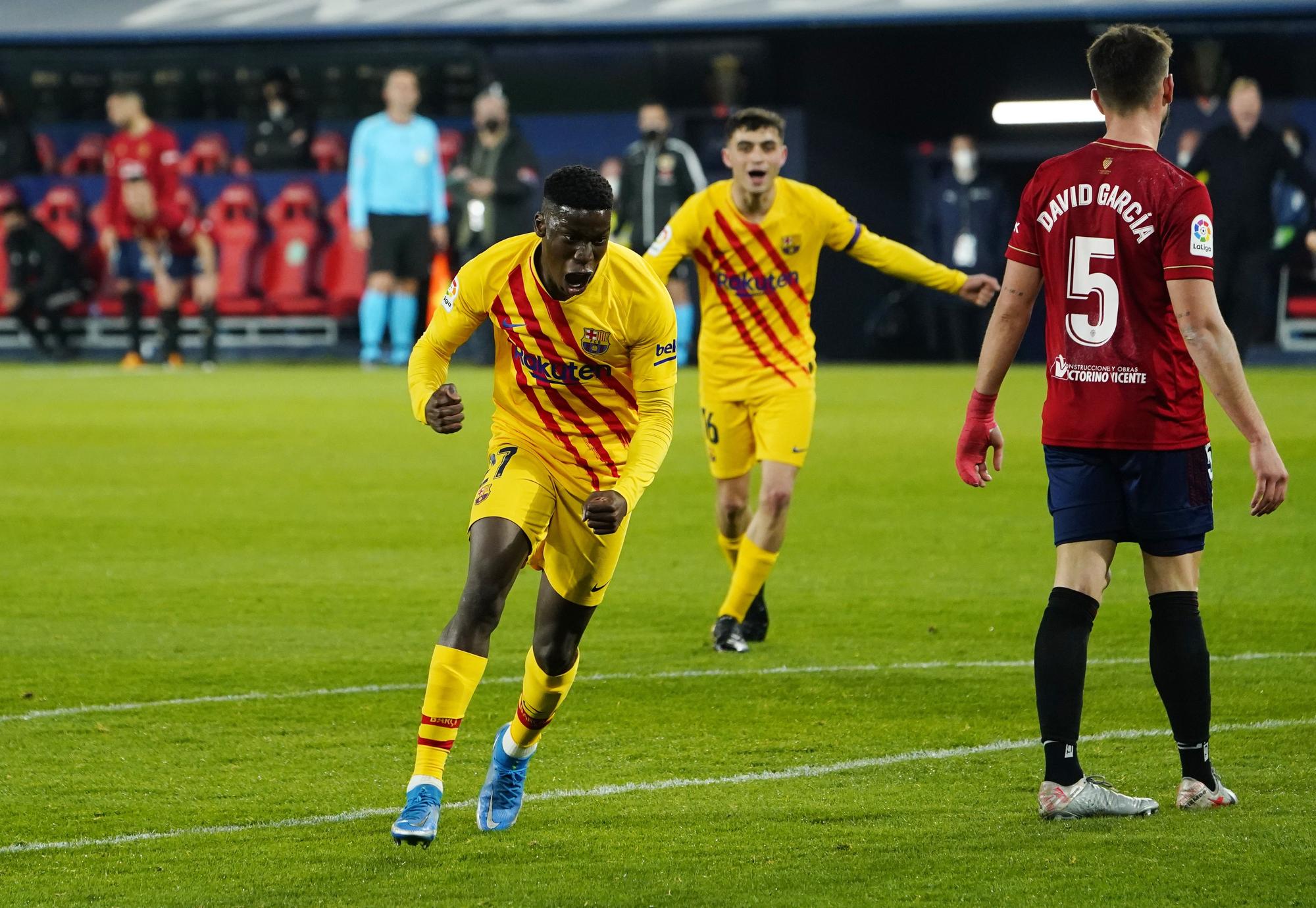 Ilaix celebra su primer gol con el primer equipo.