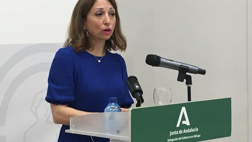 La delegada del Gobierno andaluz en Málaga, Patricia Navarro, en rueda de prensa en Málaga en una imagen de archivo