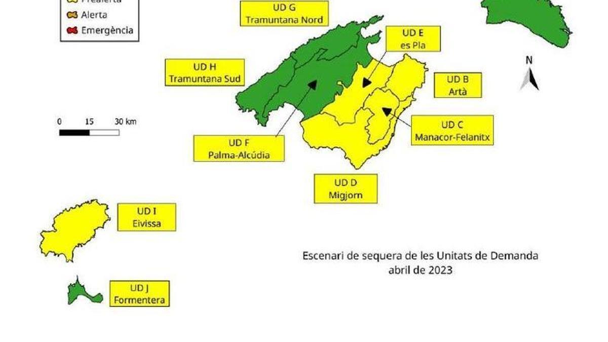 Mapa de las reservas hídricas.