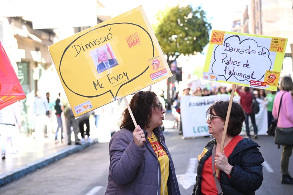 "Las maestras luchando también estamos enseñando", la educación pública se manifiesta en Elche