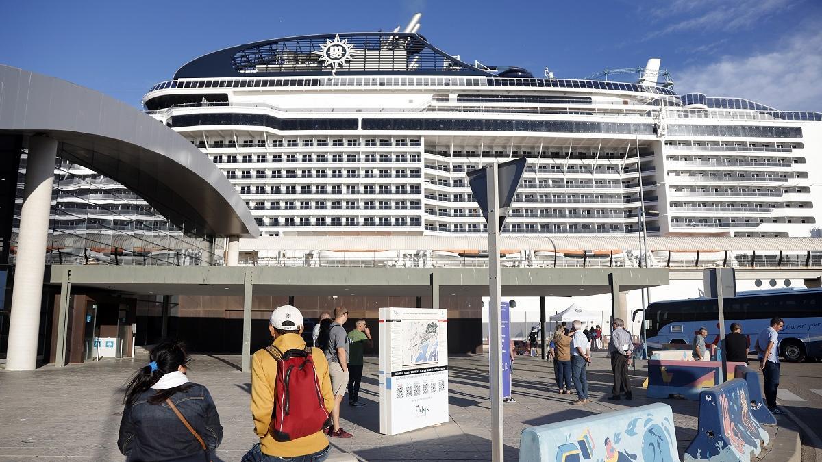 Un crucero de MSC atracado en la Estación Marítima del puerto de málaga.