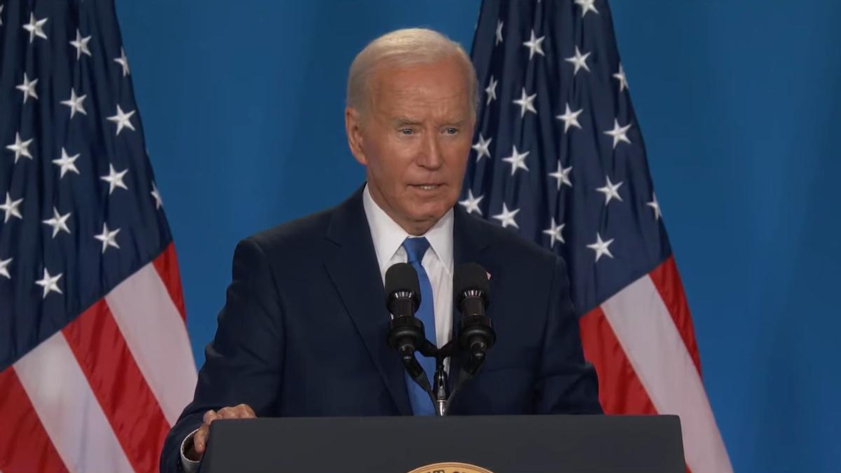 Joe Biden, en la conferencia de prensa de hoy.