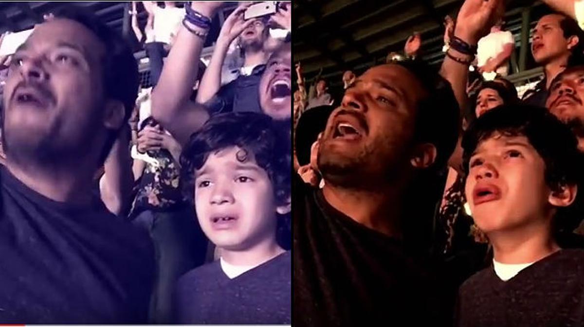 L’emoció del nen durant el concert es pot veure al vídeo gravat per la mare.