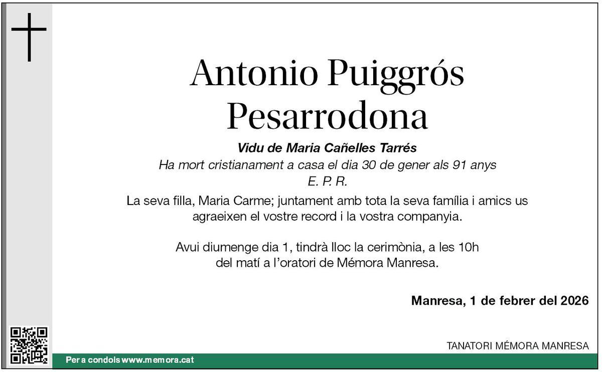 ANTONIO PUIGGRÓS PESARRODONA