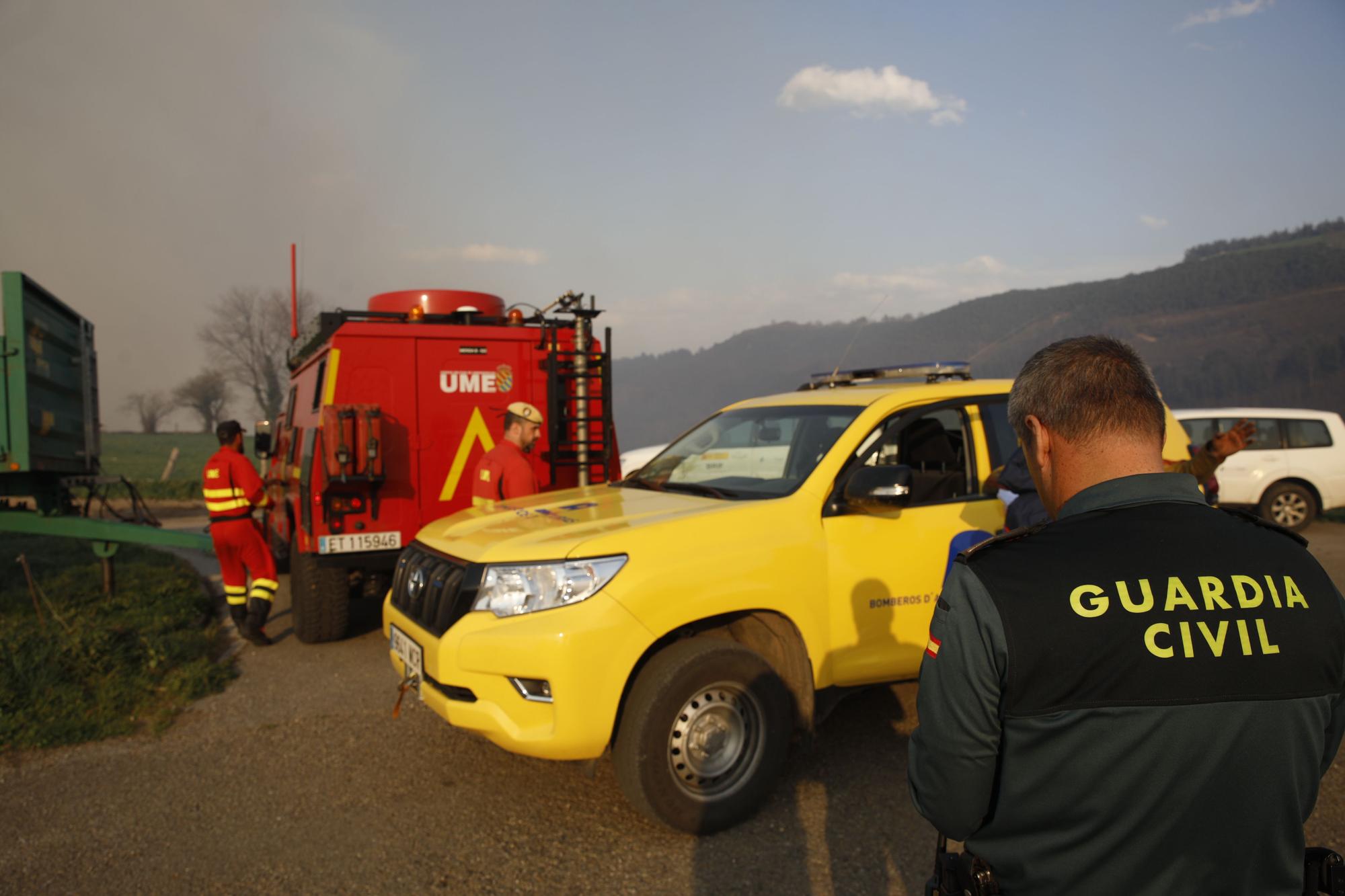 EN IMÁGENES: bomberos, vecinos y la UME luchan contra el preocupante incendio en Tineo