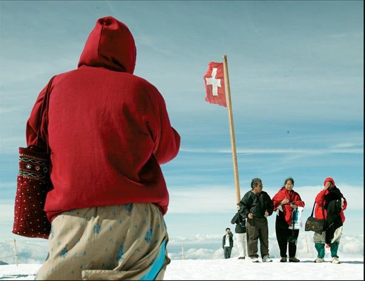 Una familia en el Jungfrau.