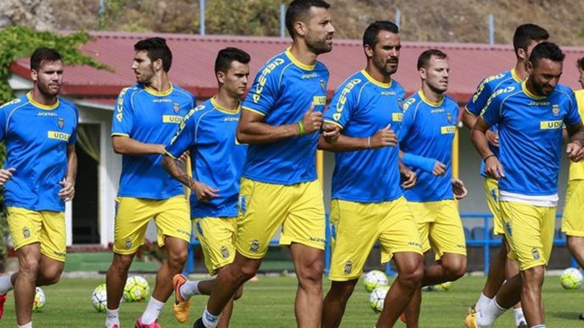 Ángel López, en un entrenamiento de Las Palmas