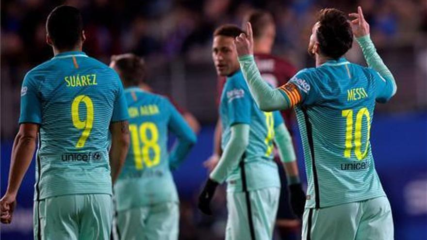 La MSN resuelve con goleada la prueba de Eibar