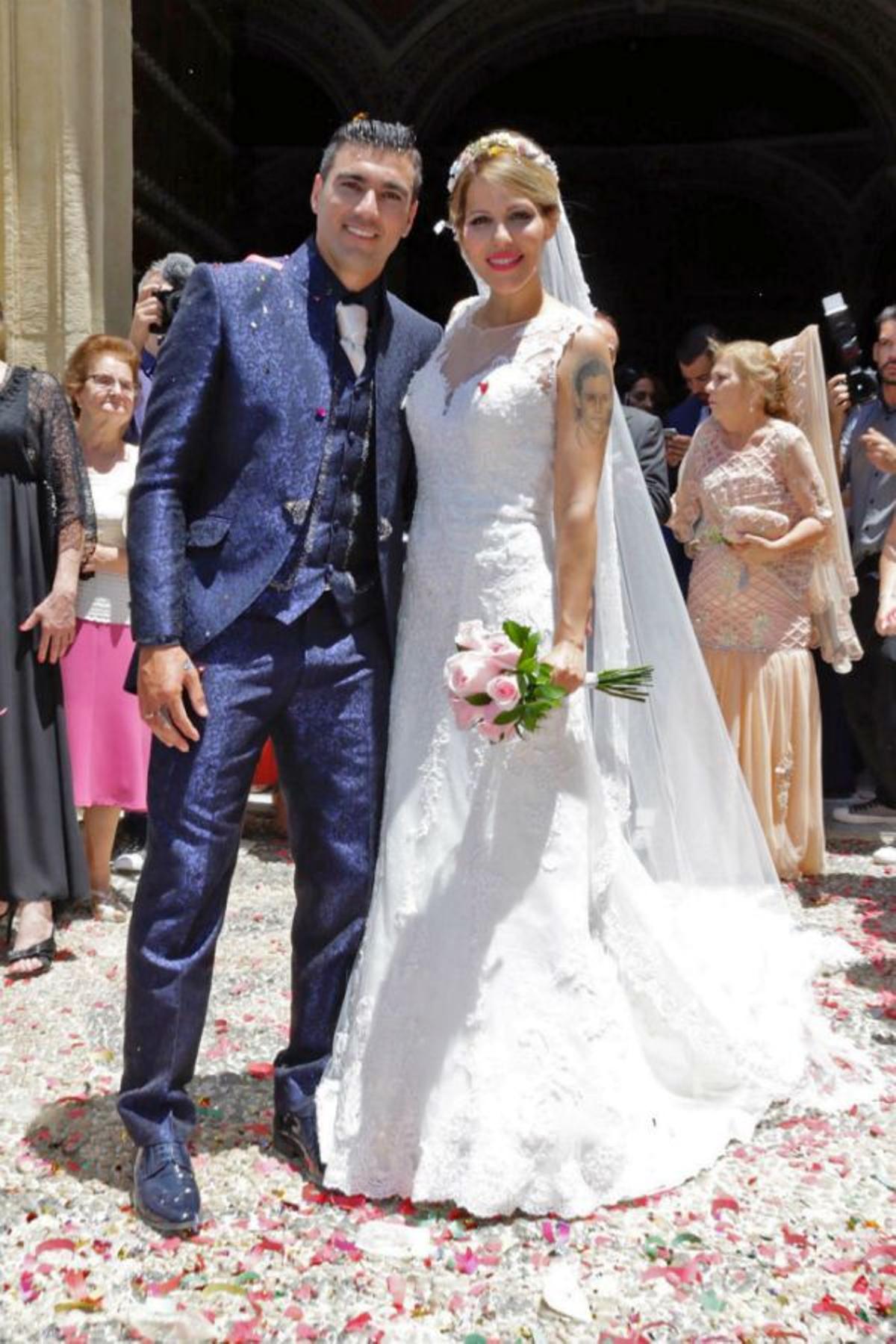 Jose Antonio Reyes y Noelia López recién casados