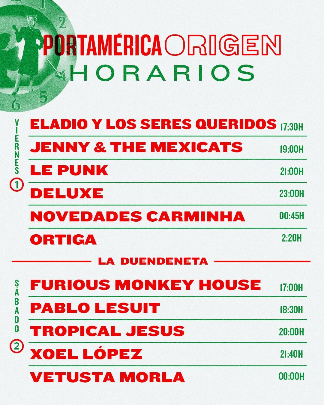 Cartel con los horarios del festival.