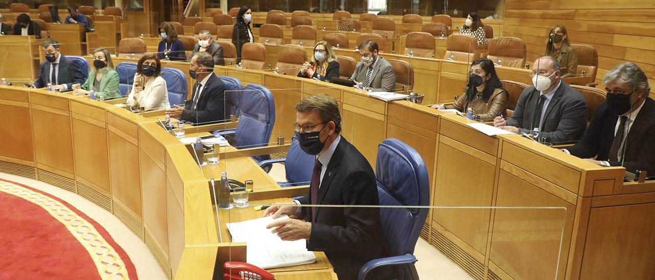 La bancada popular en el Parlamento gallego.