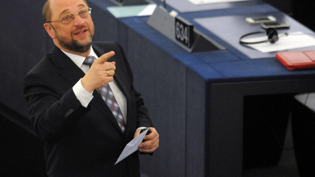 Martin Schulz, tras ser elegio presidente del Parlamento Europeo, este martes, en Estrasburgo.