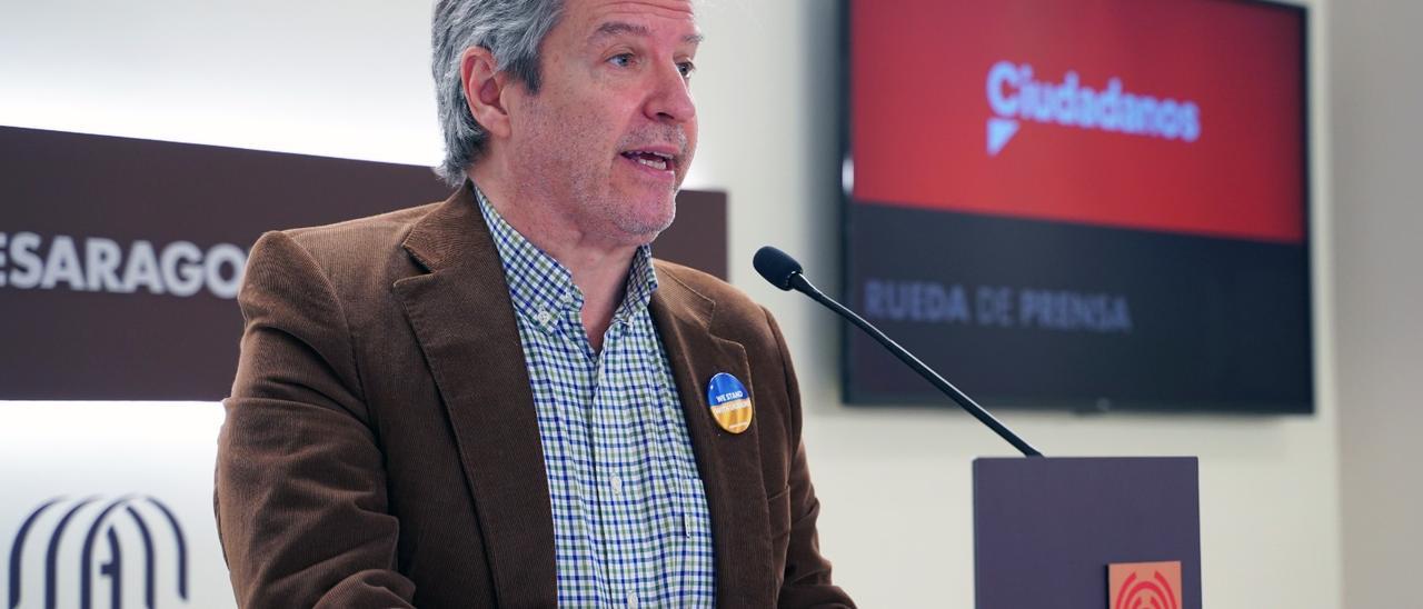 Daniel Pérez Calvo, portavoz de Ciudadanos, en su comparecencia.