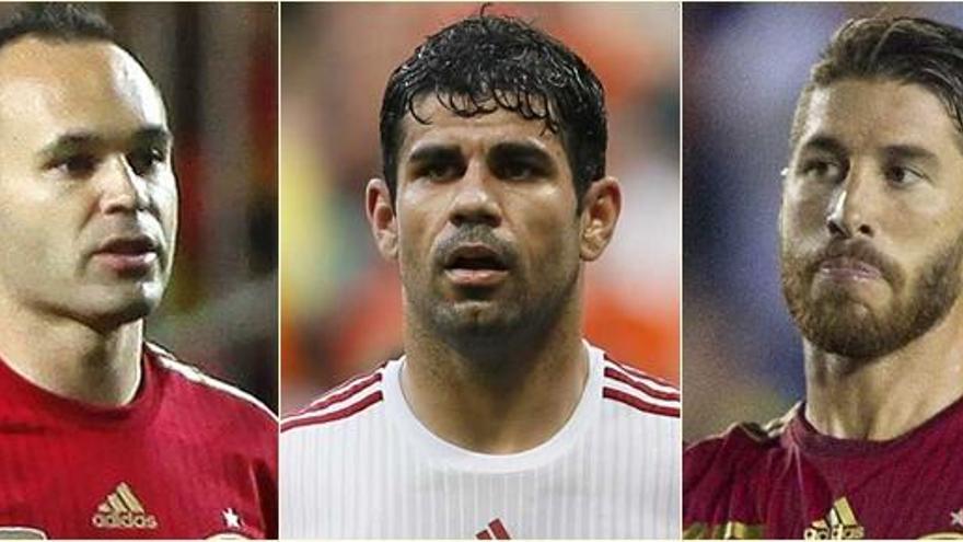 Iniesta, Costa y Ramos.