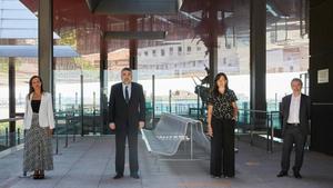 De izquierda a derecha, Beatriz Corredor, José Manuel Rodríguez Uribes, Ángeles González-Sinde y Manuel Borja-Villel, ayer en Madrid.