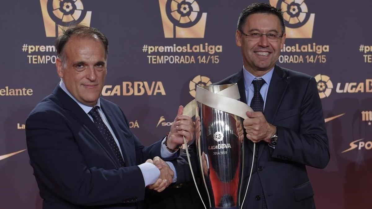 Javier Tebas y Josep Maria Bartomeu, en una imagen del 2015.