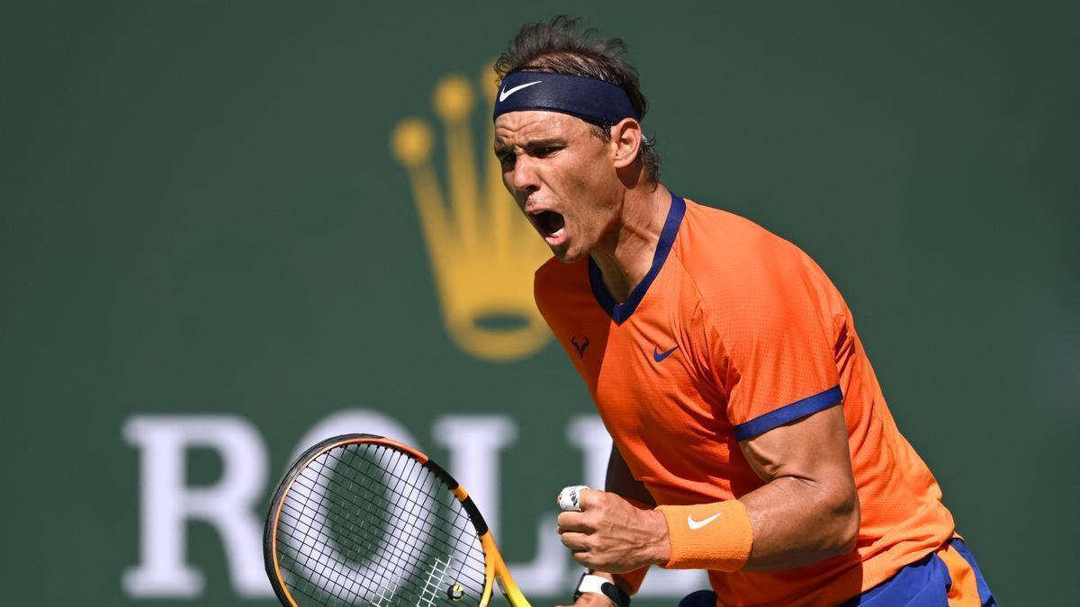 Nadal celebra un punto en el partido ante Reilly Opelka.