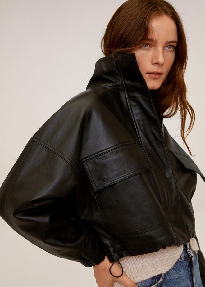 Chaqueta biker de piel 'Daneris' de la nueva colección de Mango