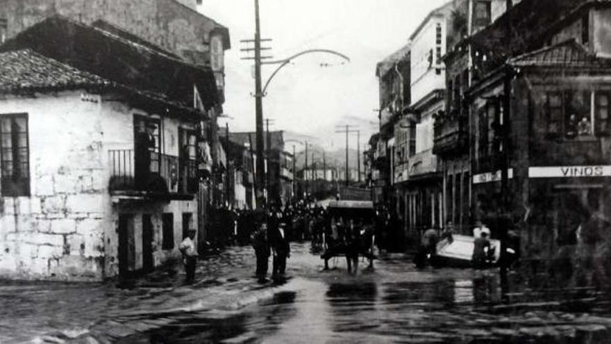 El barrio de O Burgo, inundado tras la tormenta.  // Revista Cedofeita/ Reproducción Rafa Vázquez