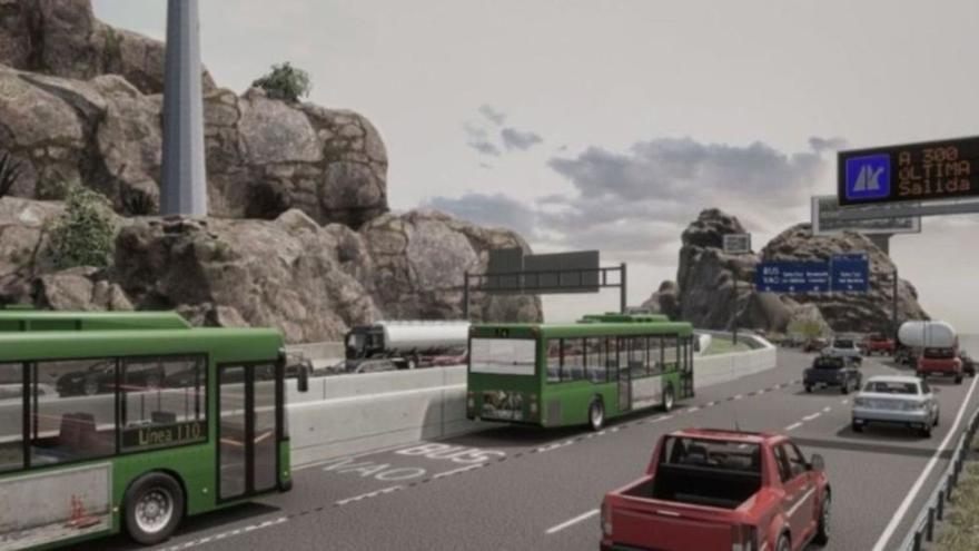Infografía del futuro carril bus-vao en la TF-1, la autopista del Sur.