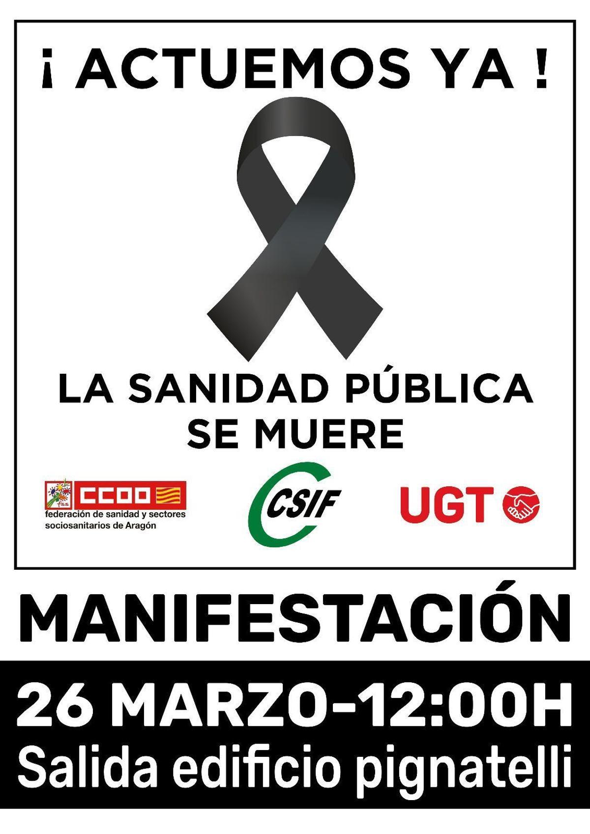 Cartel de la manifestación convocada para el 26 demarzo.