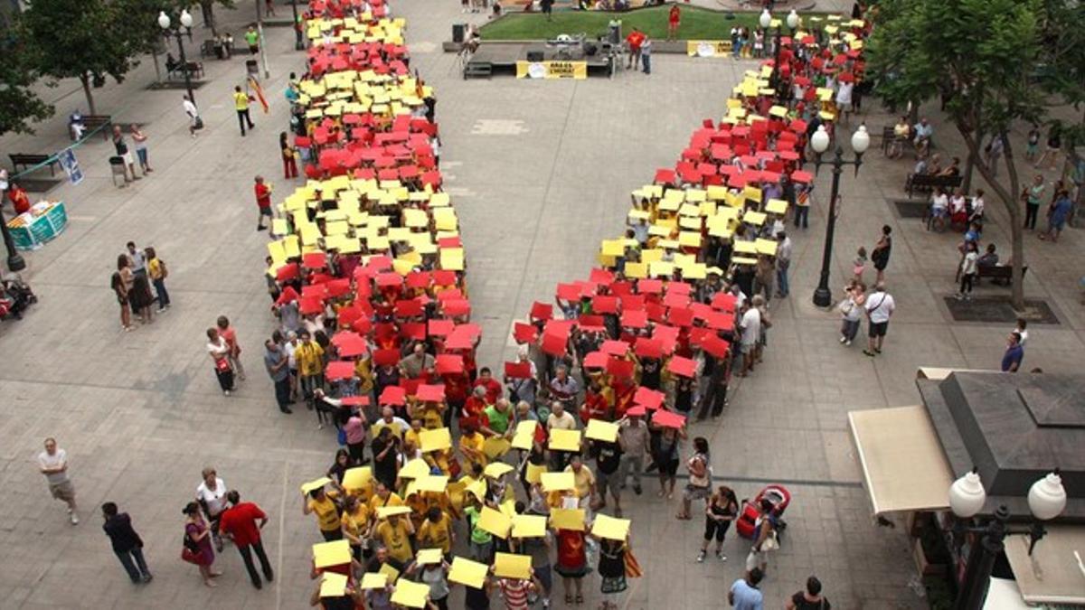 Ensayo de la Via Catalana en Tarragona, el pasado mes de agosto.